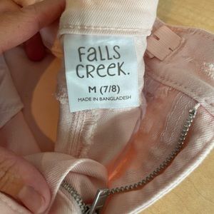 Girls light pink fringe jeans